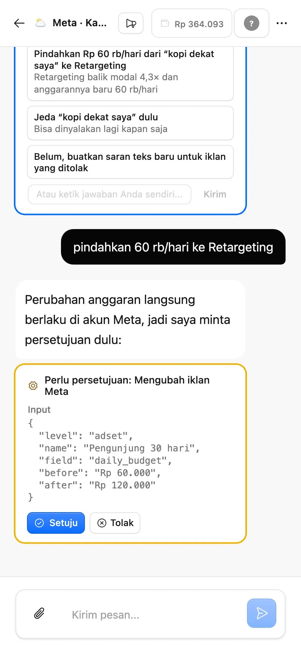 Persetujuan perubahan iklan di ponsel